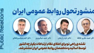به گزارش فرصت رسانه به نقل از روابط عمومي سازمان جهاد کشاورزي استان آذربایجان شرقی، منشور تحول روابط عمومي ايران با هدف ايجاد تحول بنيادين در روابط عمومي و ارتقاي جايگاه آن در سازمانها و جامعه، توسط اساتيد و متخصصان روابط عمومي کشور تدوين و منتشر شد.